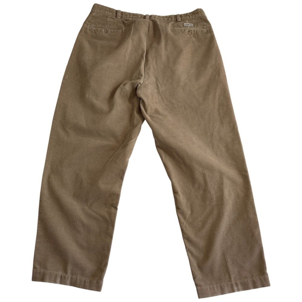 Vintage Polo Ralph Lauren Straight Pants Mens 38x30 (37) Beige Corduroy Pleated - Picture 2 of 7